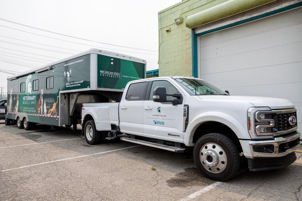 <p>The MSU mobile veterinary unit sits in the parking lot of I Heart Dogs after they completed many operations in Warren, Mich., on July 16, 2026.</p>