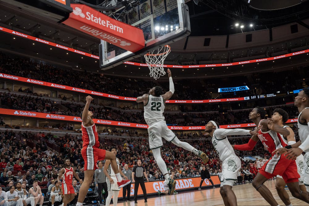 <p>Mady Sissoko makes a block against Ohio State during the Big Ten Tournament on March 10, 2023.</p>