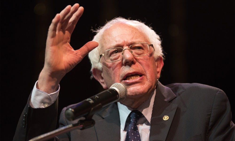 Vermont Sen. and Democratic presidential candidate Bernie Sanders speaks to a crowd at the Village Leadership Academy during a campaign stop in Chicago on Wednesday, Dec. 23, 2015. (Erin Hooley/Chicago Tribune/TNS)