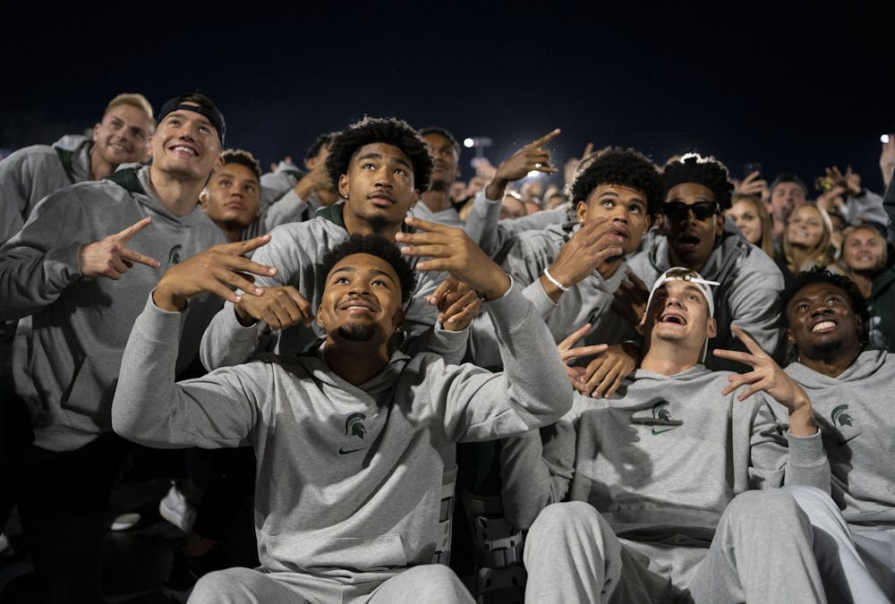 <p>MSU men’s basketball during the Izzone Campout on Friday, Sept. 30, 2022 at Munn Field.</p>