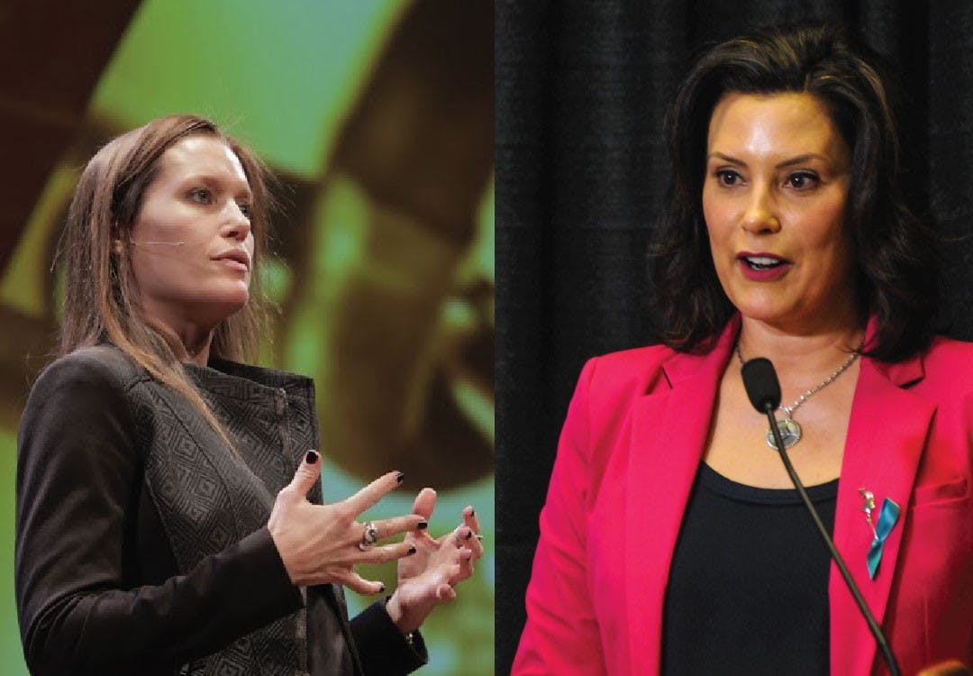 <p>From left: Renee Knake and Gretchen Whitmer. (Knake photo courtesy of Arnold Adler). <br/></p>