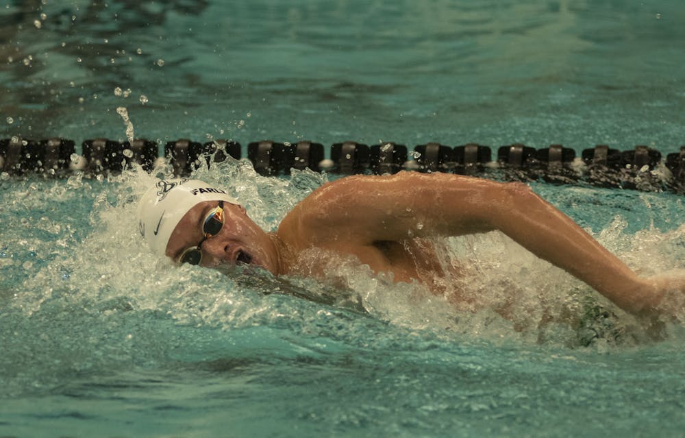 <p>Then-junior Aidan Farley participated in the 200m freestyle race. Michigan State hosted the swim and dive meet against Oakland on Jan. 18, 2020. </p>