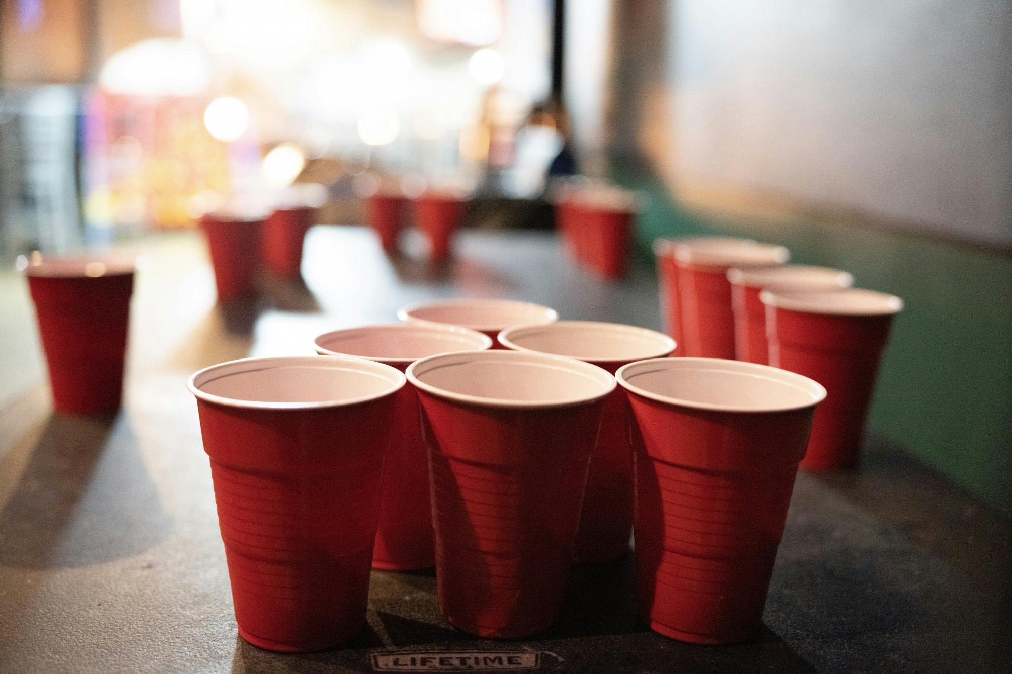 <p>SOLO Cups set up for a game at the Tin Can in East Lansing. Taken on January 17, 2023.</p>