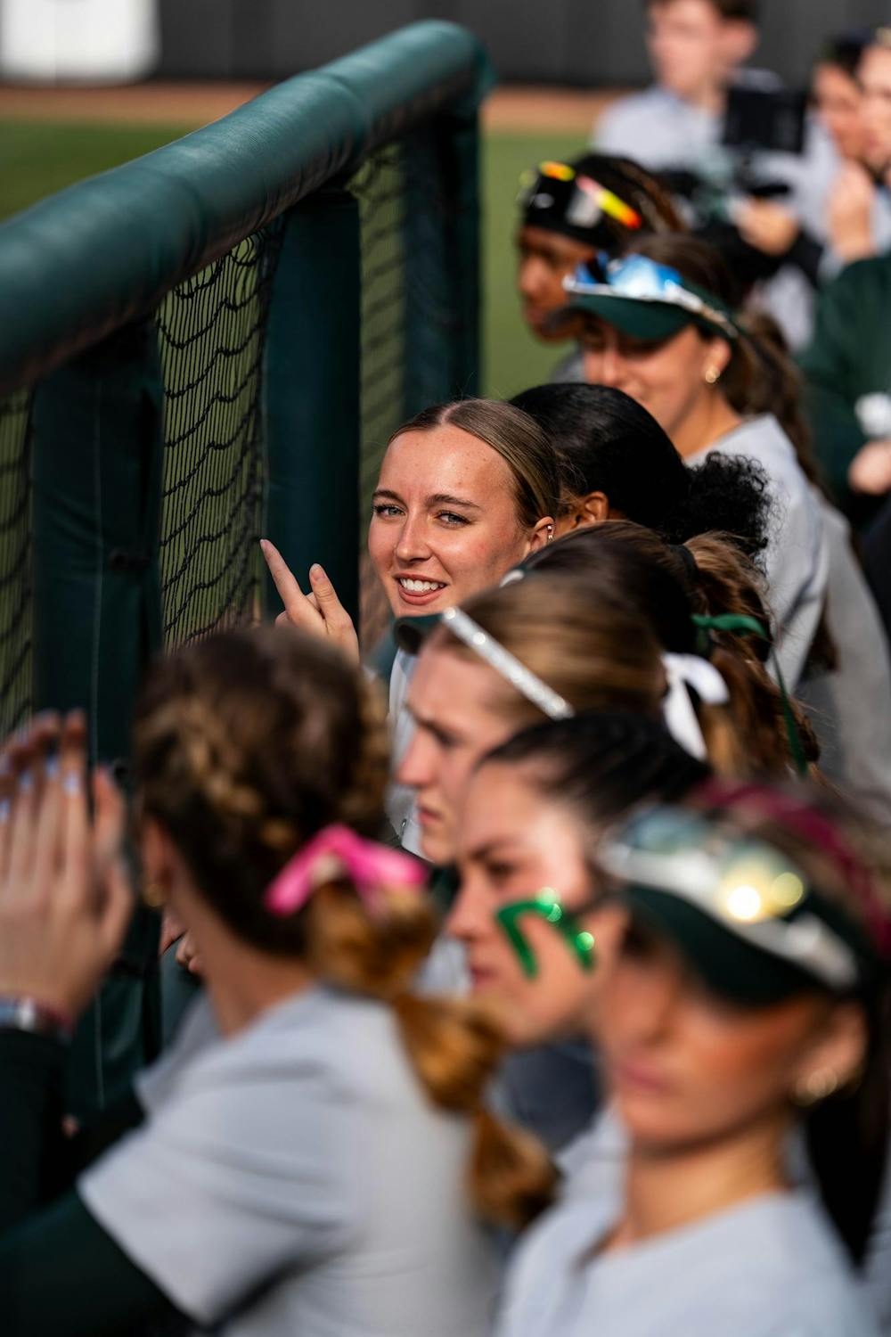 MSU softball team during the MSU V Nebraska Softball game at Secchia Stadium in East Lansing, on March 20 2026.
