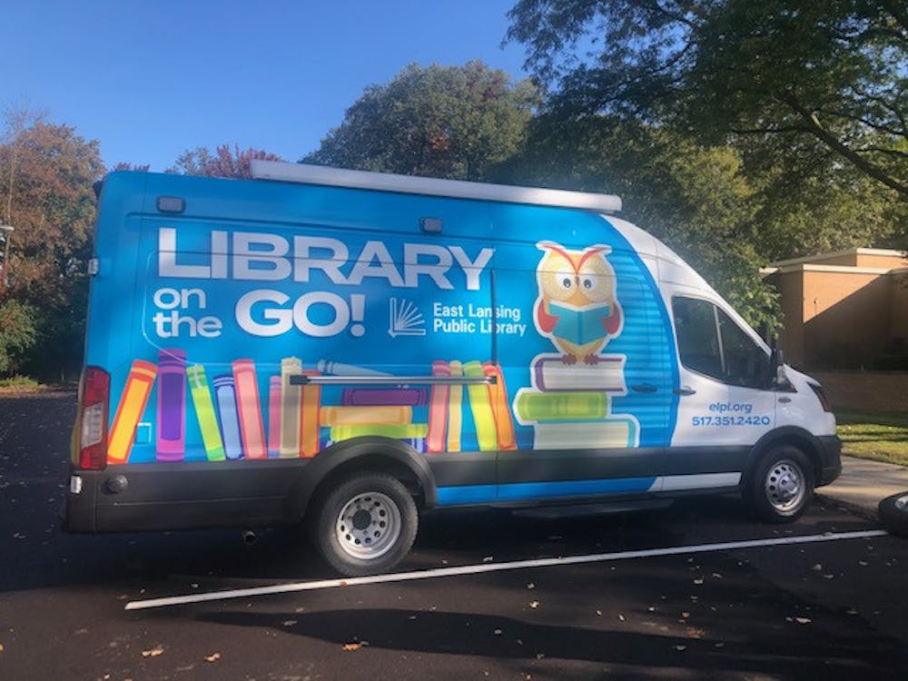 <p>Courtesy image of East Lansing Public Library&#x27;s pop-up library van by ELPL</p>