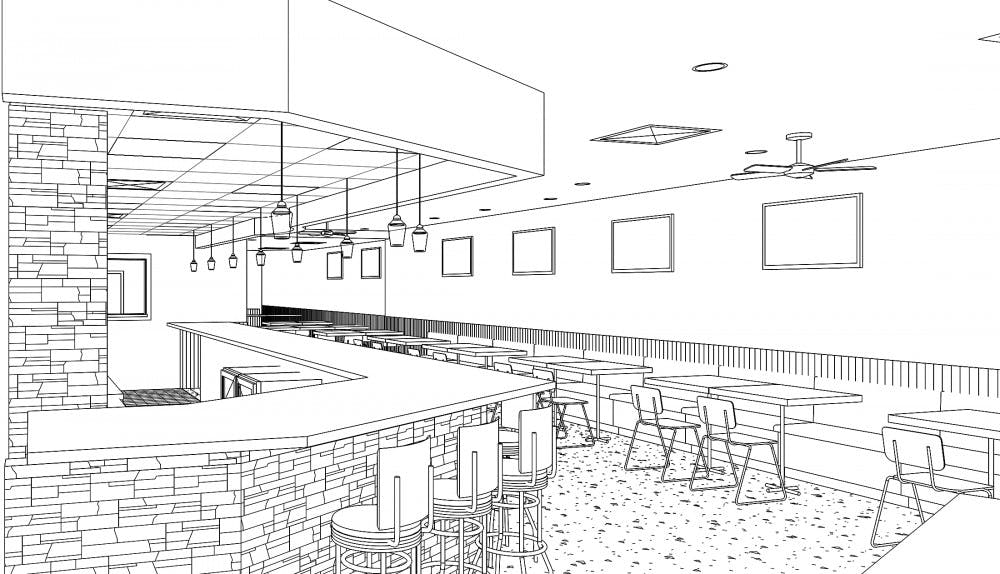 	<p>This graphic shows details of plans for the current Stateside Deli, 313 E. Grand River Ave. Plans include different lighting and other interior design changes. The work has yet to start.</p>
