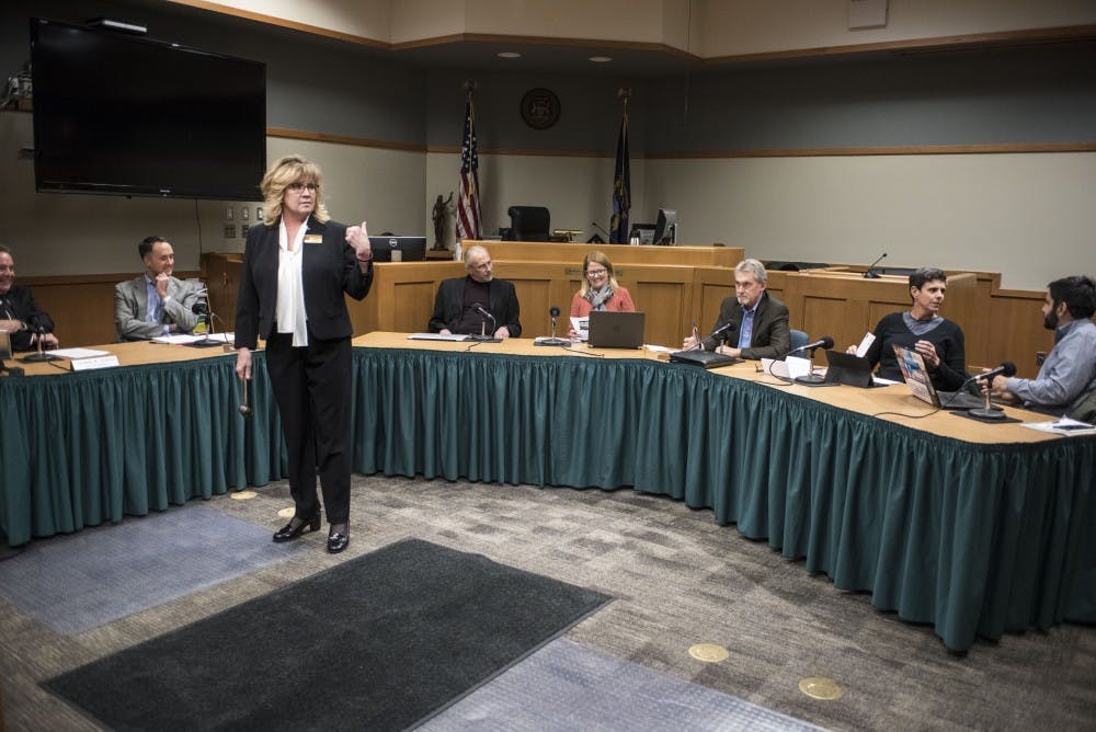 The East Lansing City Council on Nov. 21, 2017 at the 54B District Court.