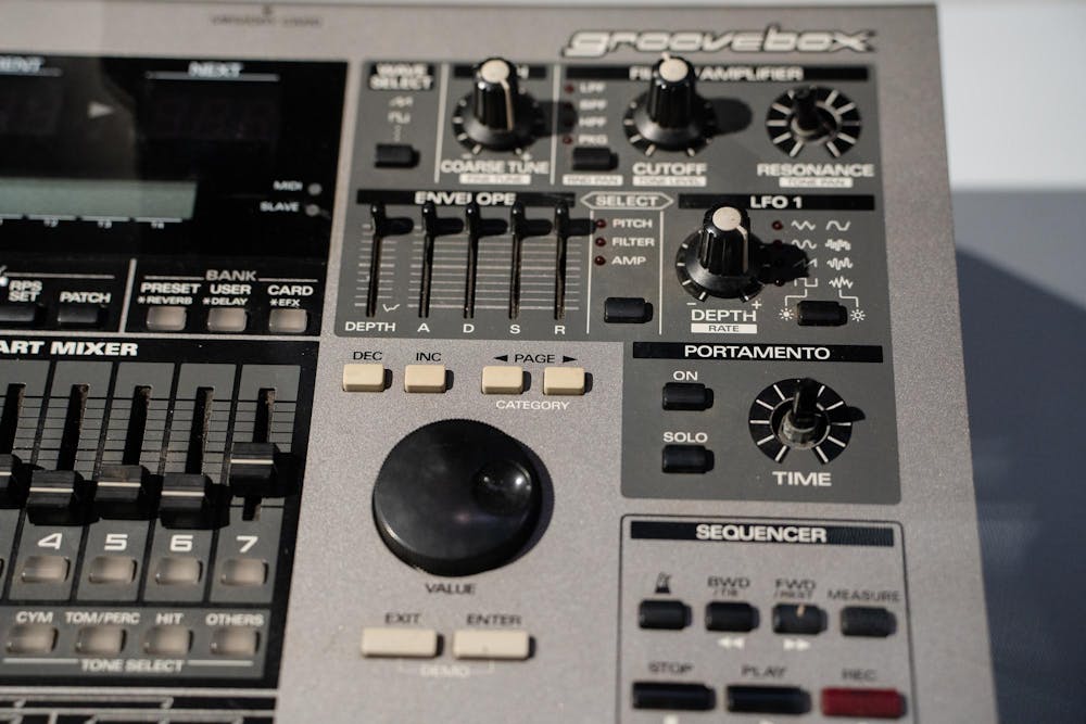 <p>The Roland MC-505/Alesis MMT-8 multi track midi recorder is showcased in the MSU Museum newest exhibit ‘Techno: The Rise of Detroit’s Machine Music,’ from Feb. 4-April 30.</p>