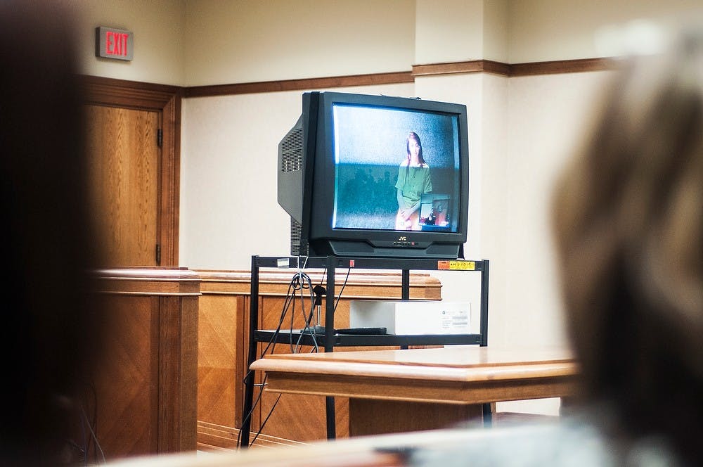 	<p>Saline, Mich., resident Samantha Grigg responds to the judge as she is read her charges Feb. 24, 2014 during her and two other suspects&#8217; arraignments at 65th District Court in St. Johns, Mich. Grigg faced three charges of felony murder, armed robbery, and conspiracy to commit armed robbery. All are punishable with a life sentence in prison. Erin Hampton/The State News</p>