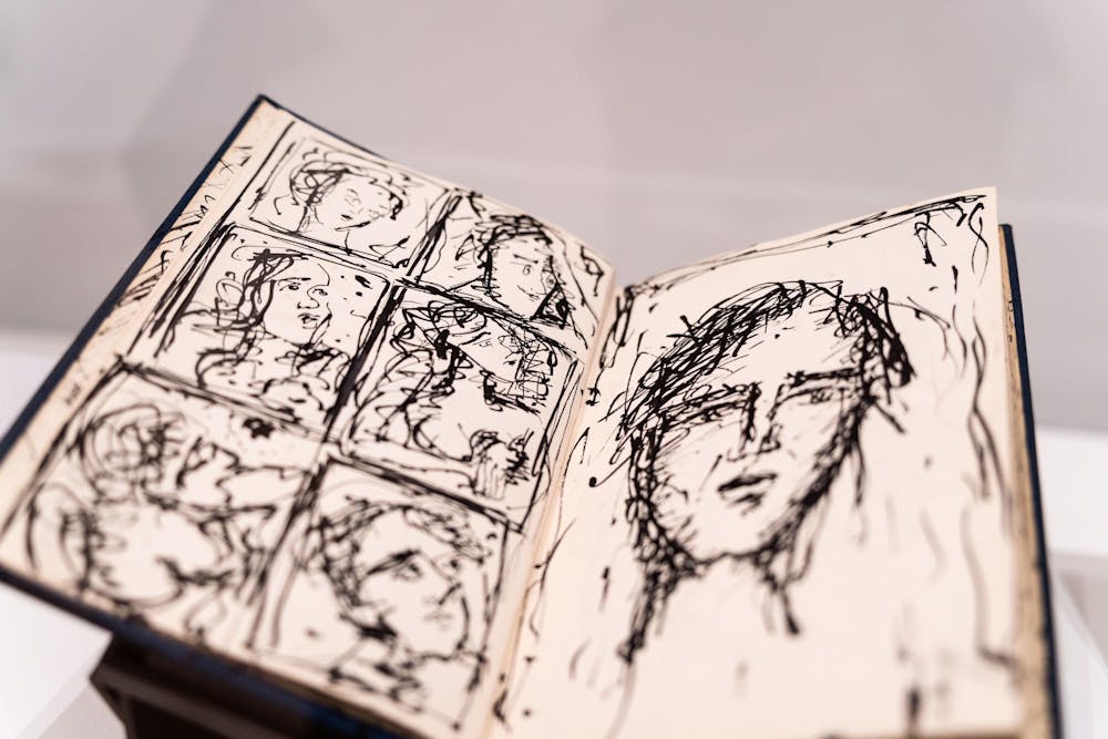 The Nabil Kanso: Echoes of War exhibit at the Eli and Edythe Broad Art Museum on April 2, 2025. The exhibit features the artist’s large-scale paintings exploring the impact of war and conflict and is on view from February 15 to June 29, 2025, highlighting Kanso’s works addressing historical events in the Middle East and beyond.