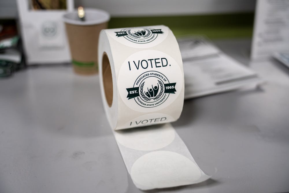 <p>"I Voted" Stickers on hand at ASMSU's election on April 18, 2023.</p>