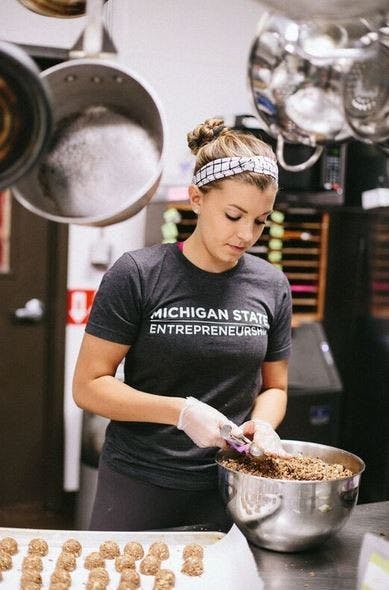 <p>Kinesiology junior Brianna Makaric is the&nbsp;founder of "BRITE bites," a probiotic snack company. She is one of the two MSU students chosen for a prestigious entrepreneurial fellowship program. Photo courtesy of the Eli Broad College of Business.</p>