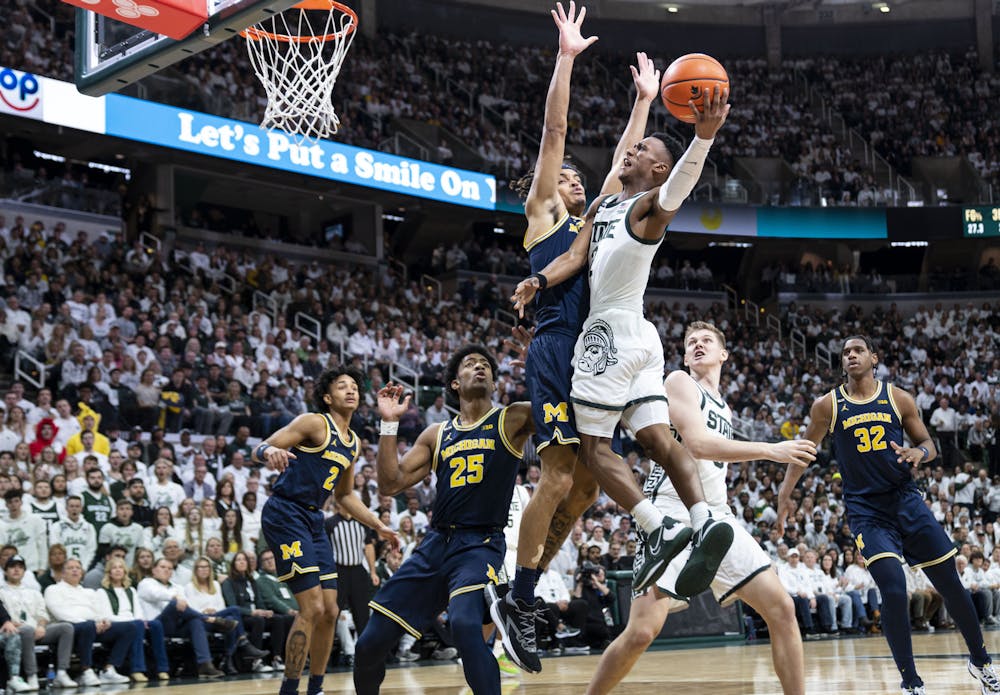 <p>Senior guard Tyson Walker (2) during Michigan State’s game against Michigan on Saturday, Jan. 7, 2023 at the Breslin Center. The Spartans ultimately beat the Wolverines, 59-53.</p>