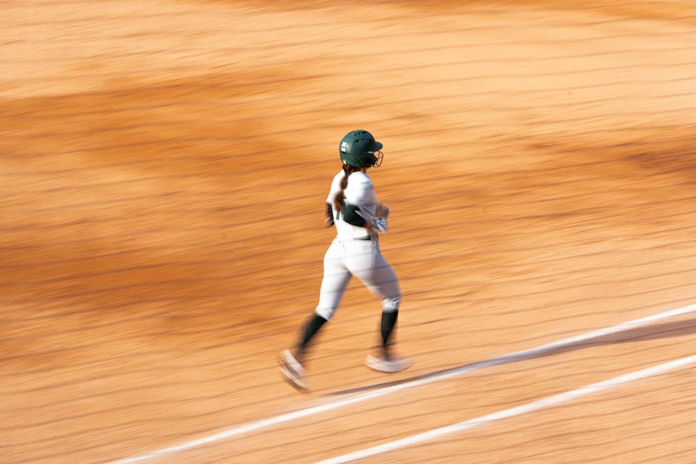 MSU running the field during the MSU V Nebraska Softball game at Secchia Stadium in East Lansing, on March 20 2026.