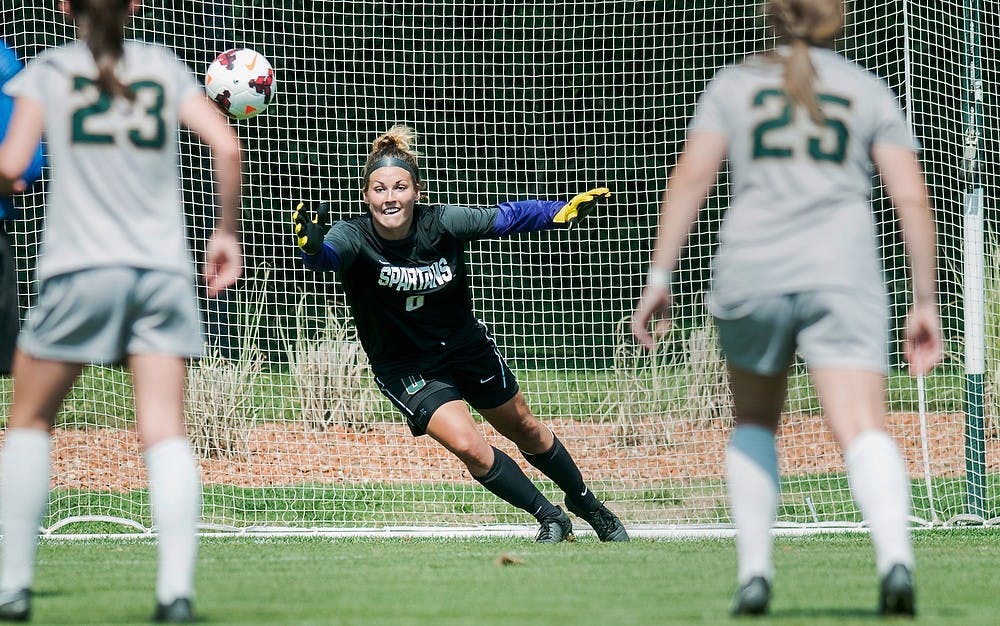 	<p>Junior goalkeeper Courtney Clem fails to make a save during the game against Milwaukee, Aug. 25, 2013, at DeMartin Soccer Stadium. The Spartans defeated Milwaukee 5-2. Danyelle Morrow/The State News</p>