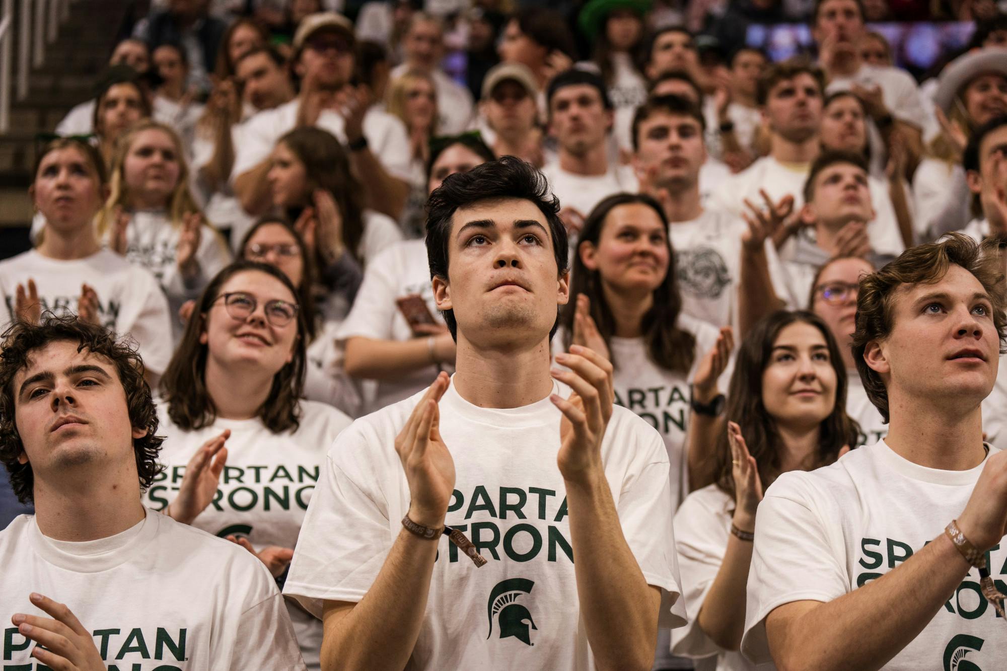 <p>MSU Students fill the Izzone in an emotional return to the Breslin Center on Feb. 21, 2023.</p>