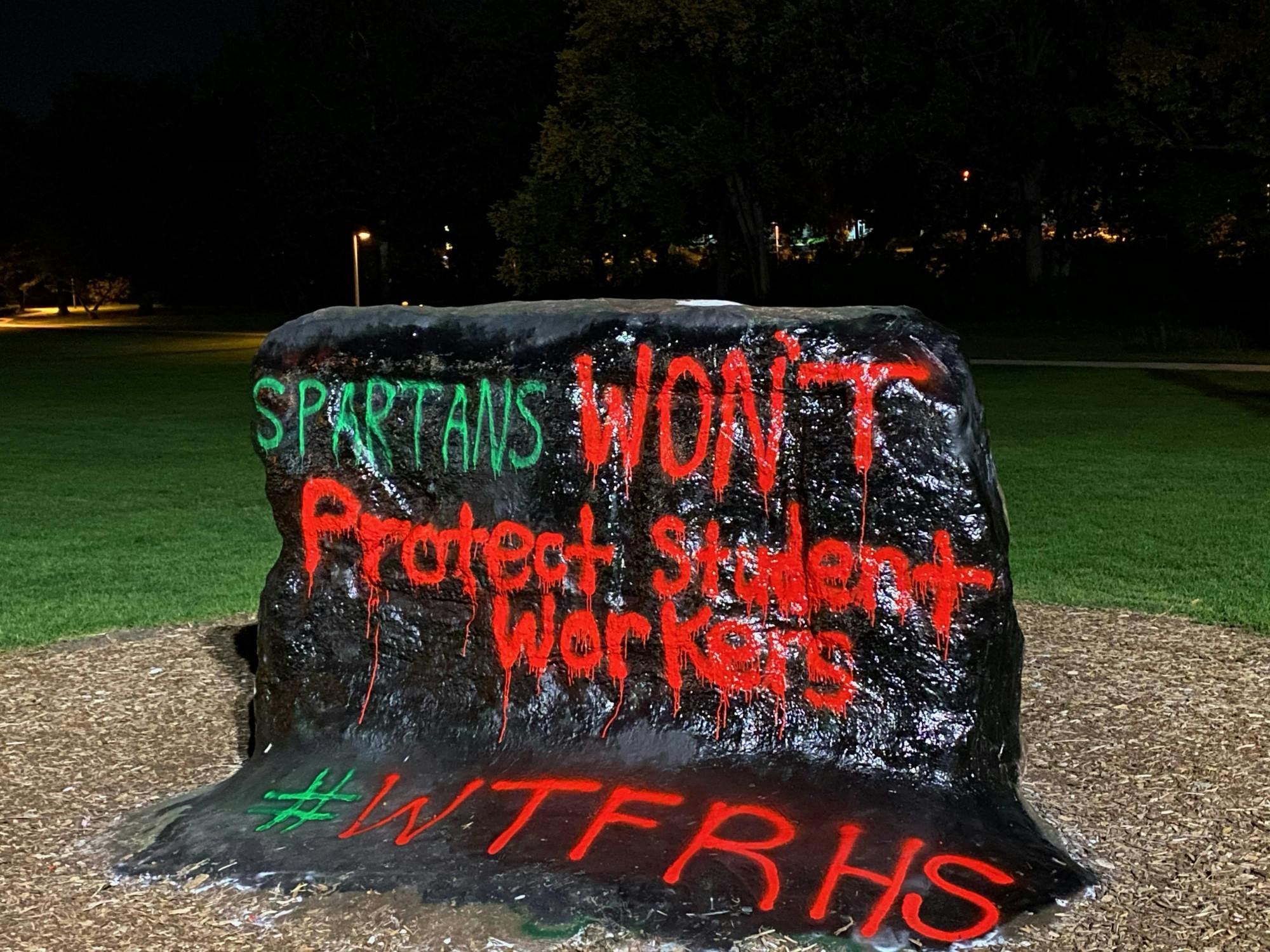 <p>The Rock on Farm Lane on Sept. 24, 2020. Photo courtesy of JMCSS Senator Jack Wheatley. </p>