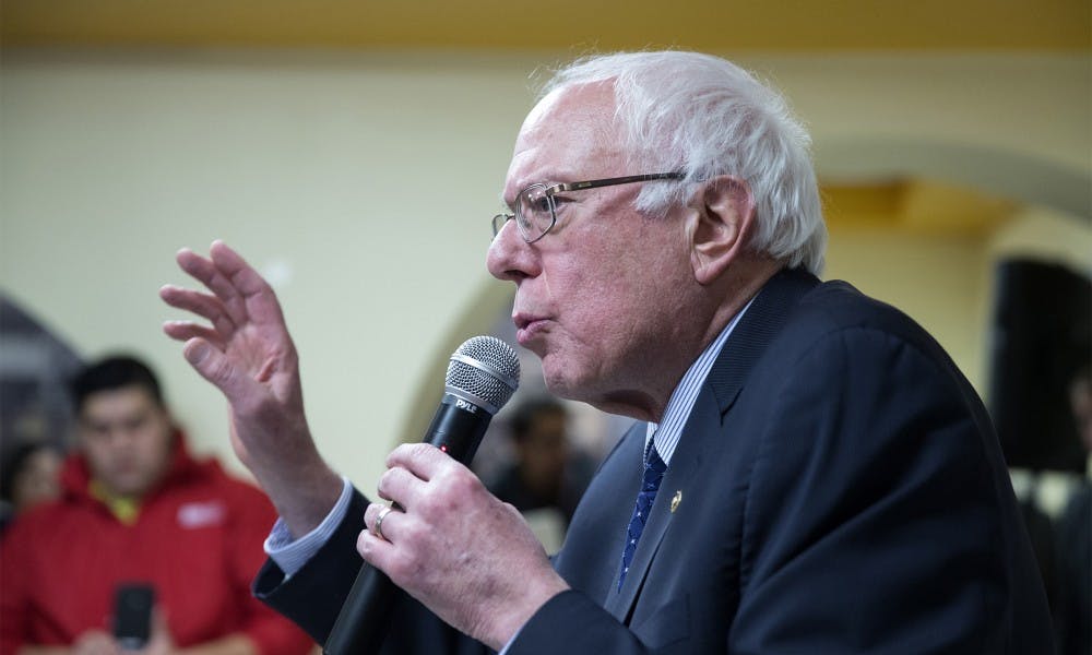 Vermont Sen. and Democratic presidential candidate Bernie Sanders speaks to supporters at El Pollo Feliz restaurant in the Little Village neighborhood of Chicago during a campaign stop on Wednesday, Dec. 23, 2015. (Erin Hooley/Chicago Tribune/TNS)
