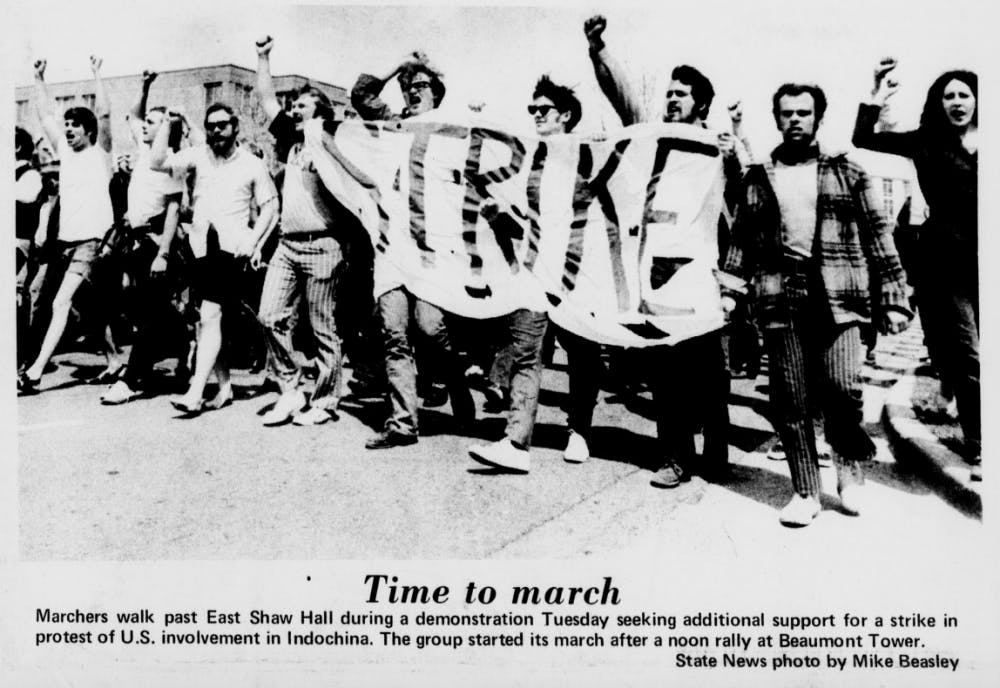 <p>Excerpts from The State News May, 6 1970 Edition. Photo by Mike Beasley</p>