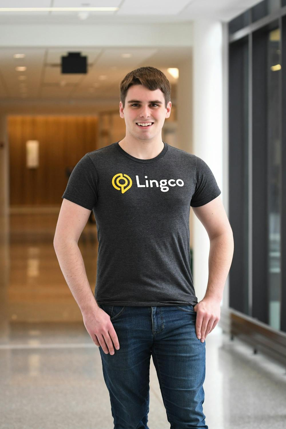 Lingco Language Labs founder Seth Killian poses for a portrait in the Minskoff Pavilion on MSU's campus on February 18, 2020. 