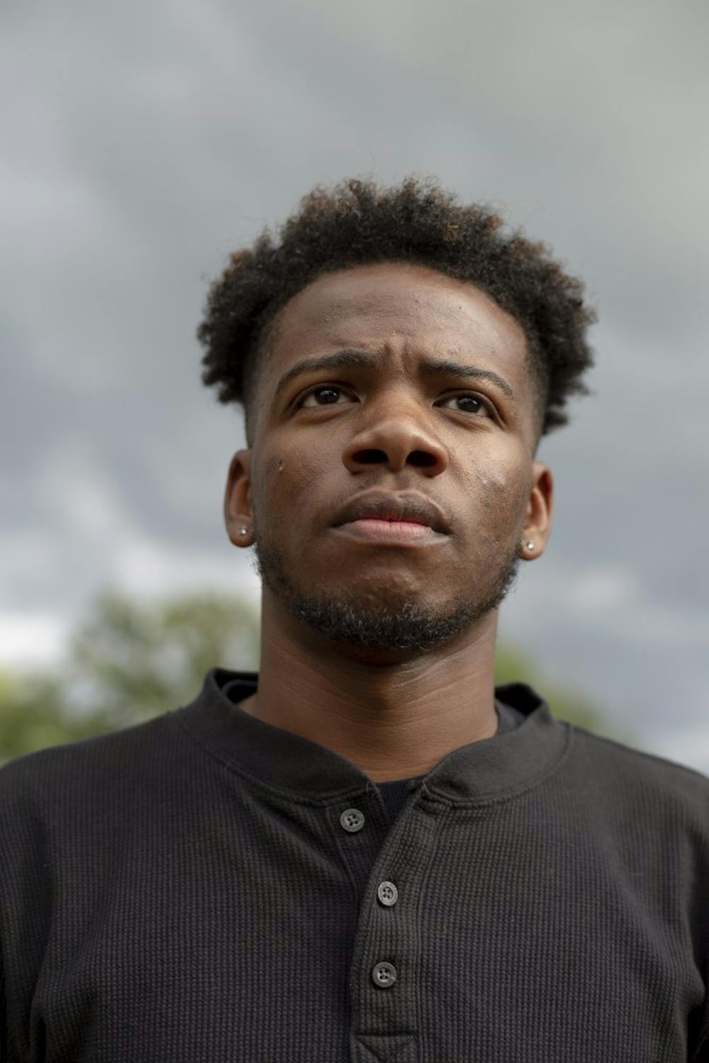 <p>Theatre junior Jay Gooden stands for a portrait on Aug. 28, 2019 at The Rock. </p>