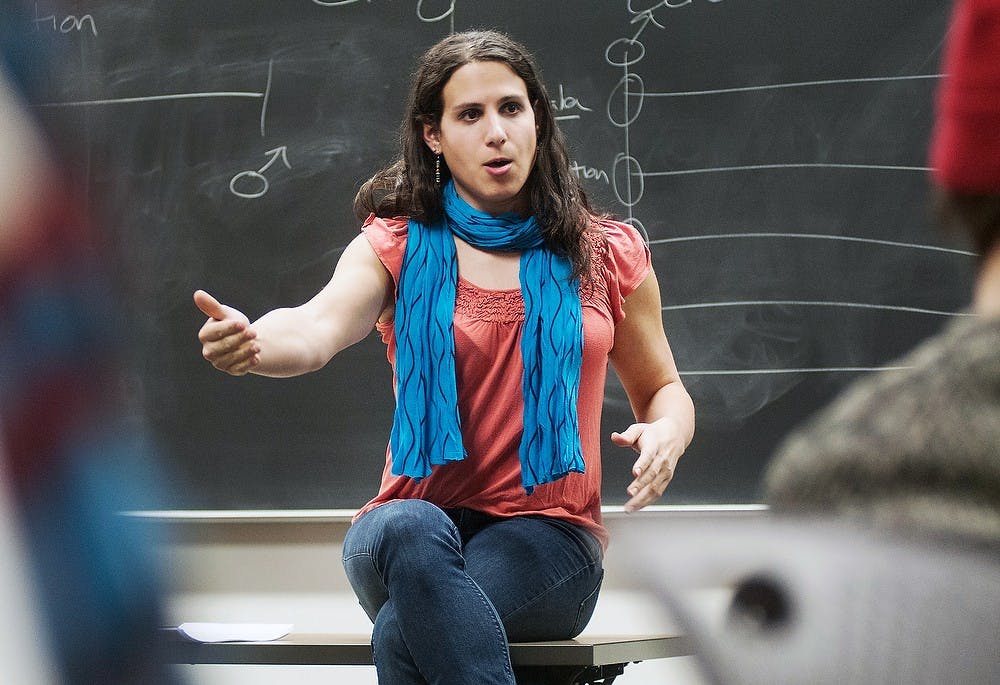 	<p>Transgender artist Rebecca Kling discusses exploring gender and identity during a workshop on Jan. 22, 2013, at Snyder Hall. About 10 students and faculty members attended the workshop. Julia Nagy/The State News</p>