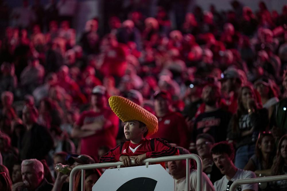 <p>Nebraska fan watches during Michigan State’s game against Nebraska at Spartan Stadium in East Lansing, Mich., on Saturday, Sept. 26, 2026.</p>