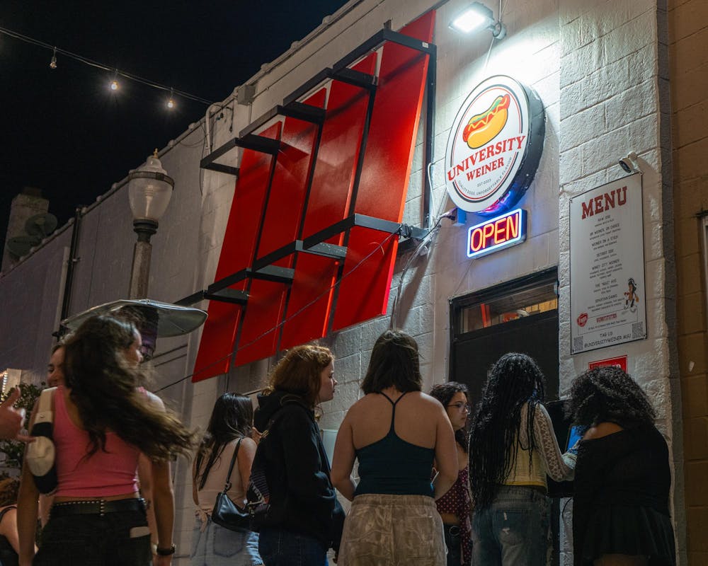 <p>Michigan State University students wait to order their hot dog from University Weiner in East Lansing, MI on April 17, 2026.</p>
