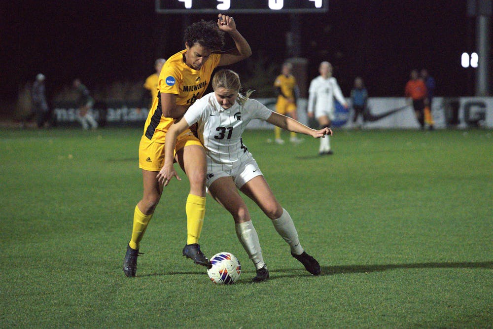 <p>The Spartans fight against the Milwaukee Panthers in the first round of the NCAA playoffs at Demartin Stadium on Nov. 11, 2022. The Spartans won 3-2 in double overtime. ﻿</p>