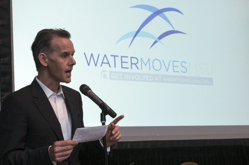 Marc-Olivier Wahler, director of the Eli and Edythe Broad Art Museum, speaks during the Water Moves MSU launch on Oct. 4, 2016 at the Eli and Edythe Broad Art Museum. This initiative postures MSU to take the lead in science, technology, art and innovation to shape a better tomorrow in the Great Lakes and beyond.