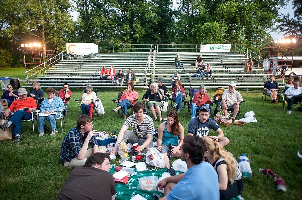 	<p>Rain on Wednesday puts a damper on attendance of &#8220;The Turn of the Screw,&#8221; a play part of Summer Circle Theatre. In this photo, students and residents picnic before the play, June 12, 2013, outside <span class="caps">MSU</span> Auditorium. The theater series has been a <span class="caps">MSU</span> tradition for 53 years. Justin Wan/The State News</p>