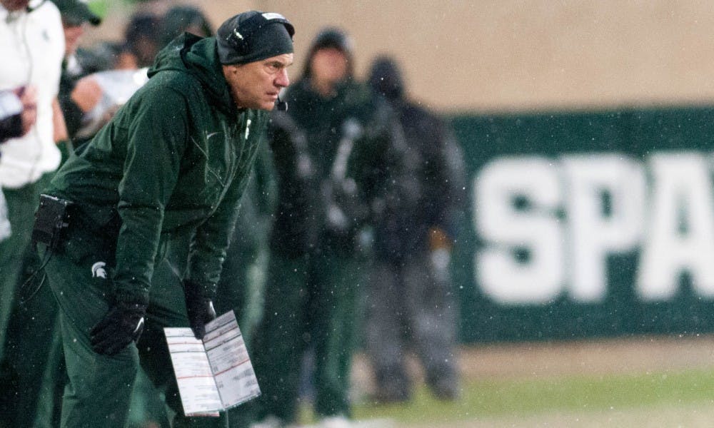 Head Coach Mark Dantonio during the game against Maryland on Nov. 18, 2017, at Spartan Stadium. The Spartans defeated the Terrapins 17-7.