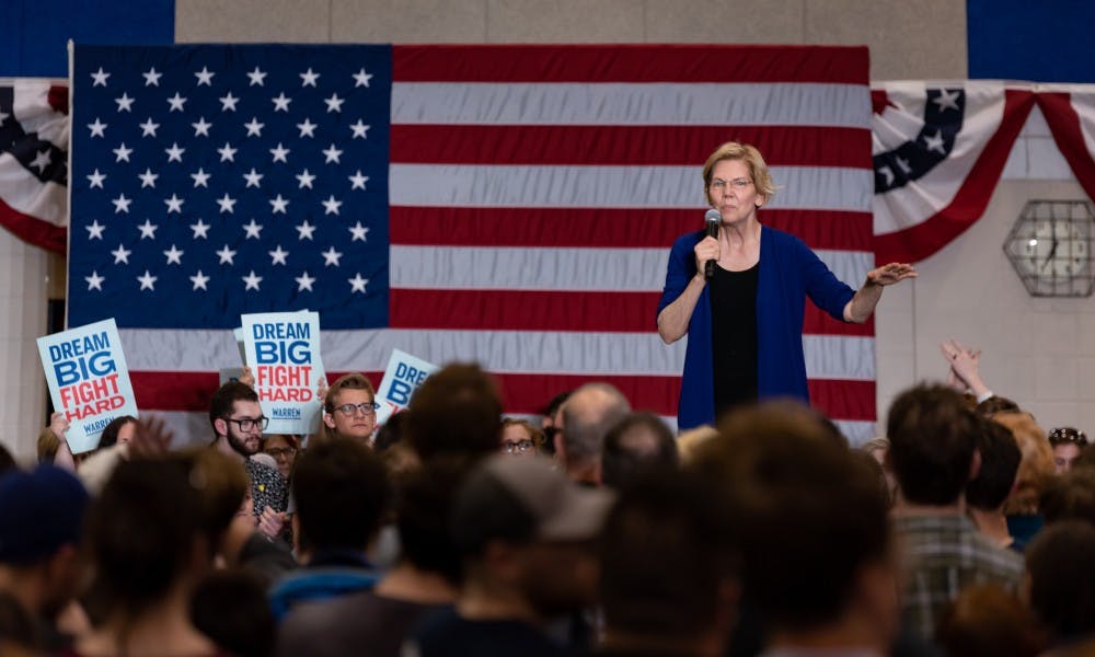 <p>“When you see a government that works great for those with money, and isn’t working very well for anyone else, that is corruption,” presidential candidate Elizabeth Warren said at Lansing Community College on June 4, 2019.</p>