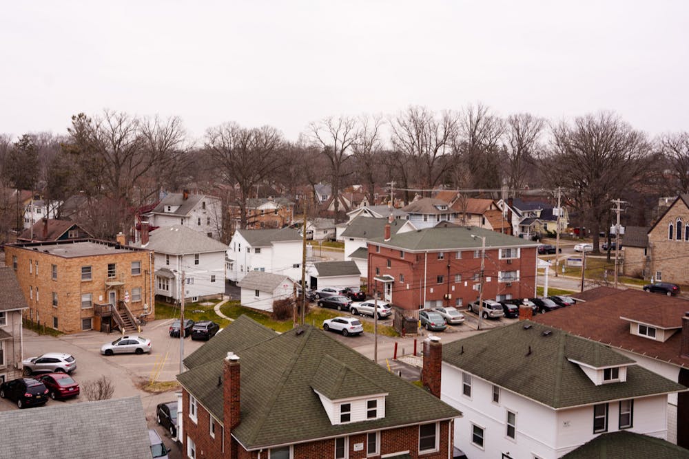 A view of houses just off of Grand River Ave. in East Lansing, photographed on March 3, 2023.