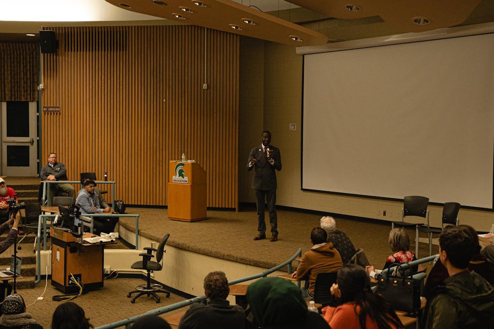 Yusef Salaam talks to an audience at Erickson Kiva in East Lansing, MI, on Jan 21, 2026
