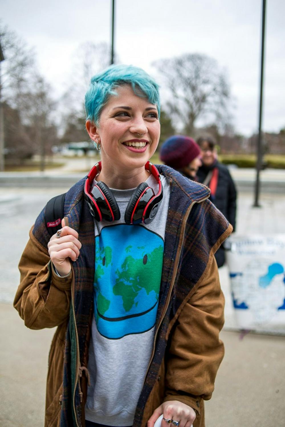 <p>Communication senior Meg Notoriano poses for a portrait during the Global Climate Strike Walkout on March 15, 2019 at the Hannah Administration Building. &quot;The state of the Earth is not being attended to,&quot; said Notoriano.</p>