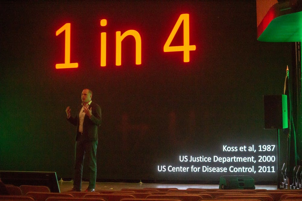 Keith Edwards speaks about Creating a Culture of Consent at the Kellogg Center on Nov. 8, 2018.