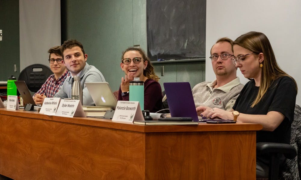 <p>The ASMSU president's office at an ASMSU meeting on Feb. 28, 2019.</p>