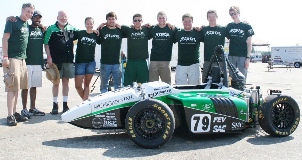 Members of the MSU Formula Racing Team gather to take a photo on June 23, 2012 in Lincoln Airpark in Lincoln, Neb. Courtesy Photo