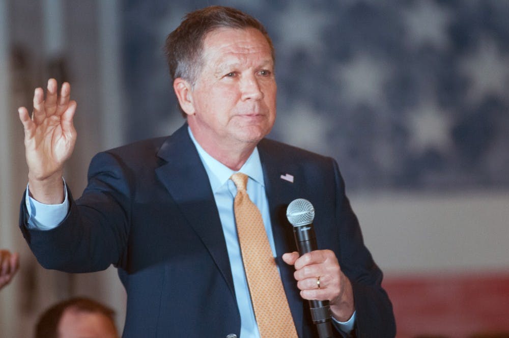 Republican presidential candidate Gov. John Kasich (R-OH) speaks to Lansing residents on March 8, 2016 at the Lansing Brewing Company, 518 E. Shiawassee St., in Lansing. Kasich spoke to residents urging support on the day of the Michigan primary election. 