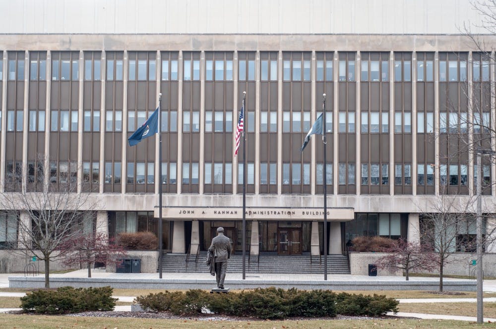 The John A. Hannah Administration Building on Jan. 10, 2019.