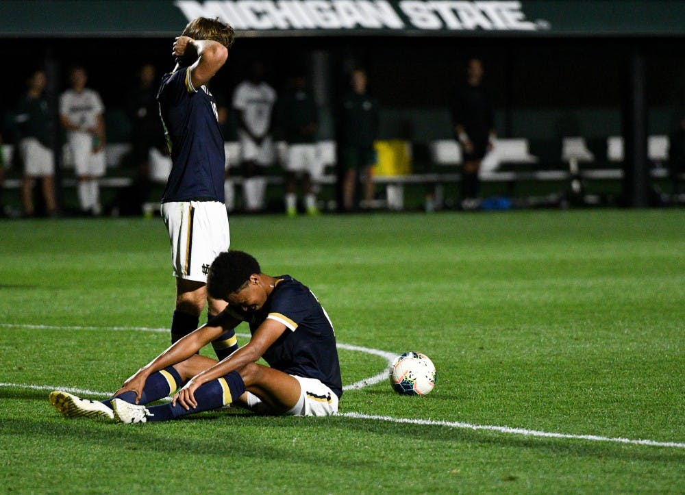 Notre Dame sophomore midfielder Mohammed Omar (29)during the game at DeMartin field on September 24, 2019. The Spartans lost to the Fighting Irish 0-1. 