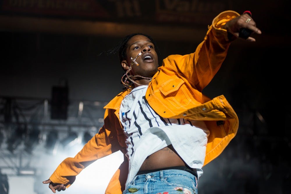 Rapper A$AP Rocky performs during Common Ground Music Festival on July 8, 2016 at Adado Riverfront Park in Lansing, Mich. A$AP Rocky was the headliner for day four of the music festival.