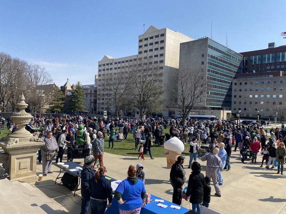 <p>Hundreds gathered at the Capitol on Saturday for the Easter Egg Hunt put on by the JCI Lansing chapter</p>