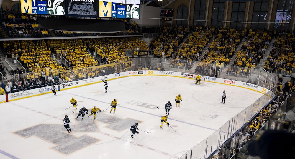 <p>Michigan State men’s hockey plays against the University of Michigan at the Yost Ice Arena in Ann Arbor, Mich. on Dec. 6, 2025.</p>