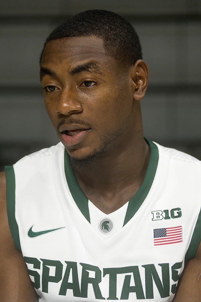 <p>Freshman guard Lourawls "Tum Tum" Nairn Jr. speaks to media during men's basketball media day on Oct. 28, 2014, at Breslin Center. Julia Nagy/The State News</p>