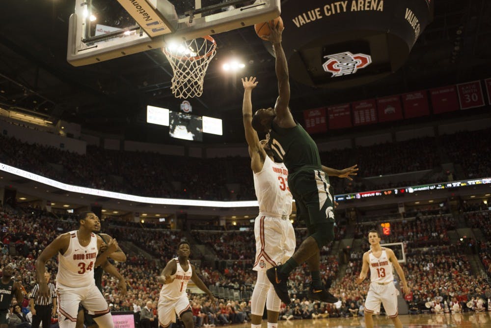 Senior guard Lourawls Nairn Jr. goes for the net during the MSU vs. Ohio State game. The Spartans would lose 80-64