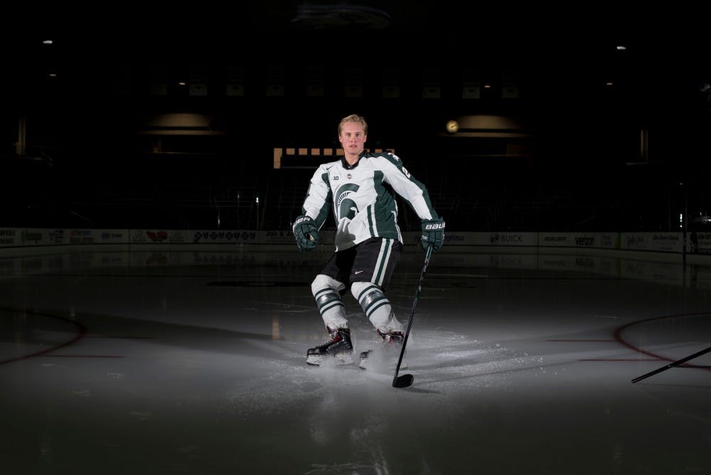 Junior forward Villiam Haag poses for a portrait on Jan. 6, 2016 at Munn Ice Arena. 