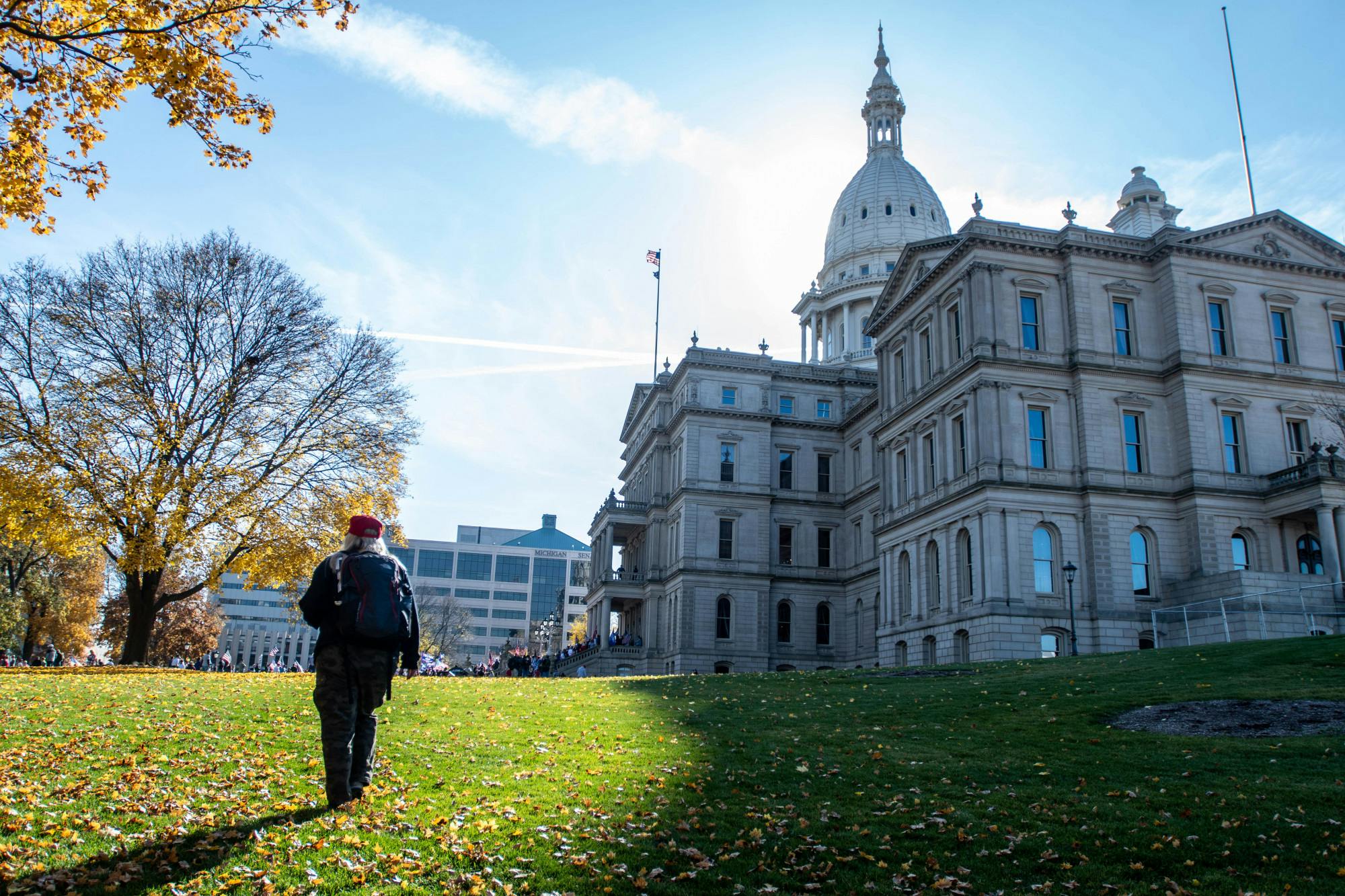 <p>Stock photo of the Michigan Capitol. Shot on Nov. 7, 2020.</p>