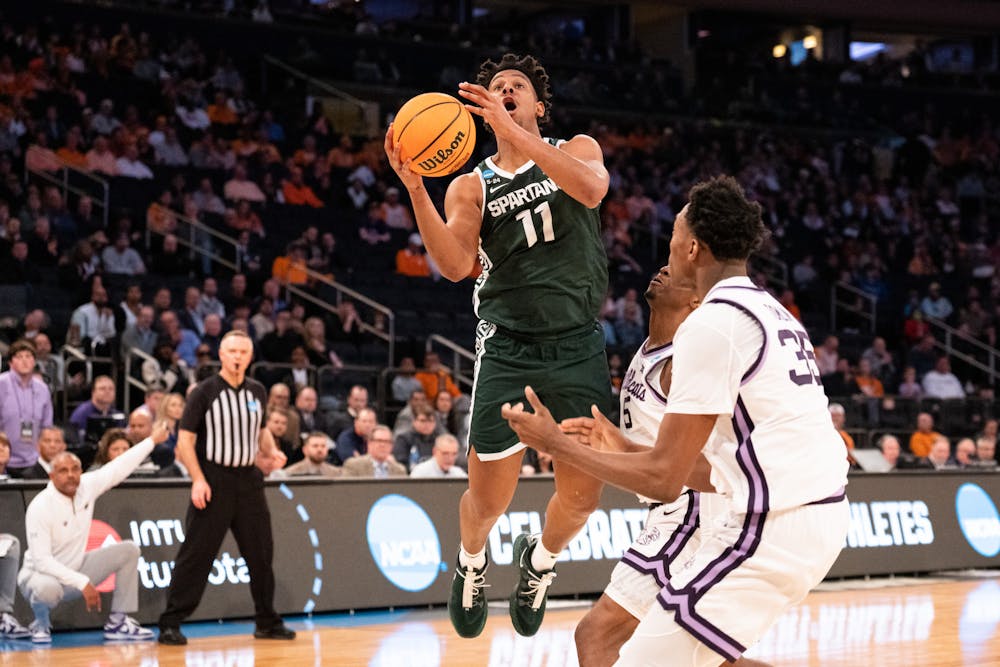 <p>Junior Guard AJ Hoggard attempts a free throw during the first half of the game against Kansas State in the Sweet Sixteen round of the NCAA men's Division One Tournament at Madison Square Garden on March 23, 2023. </p>